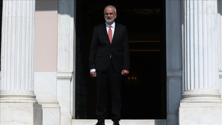 Greece’s caretaker prime minister takes over from Kyriakos Mitsotakis
