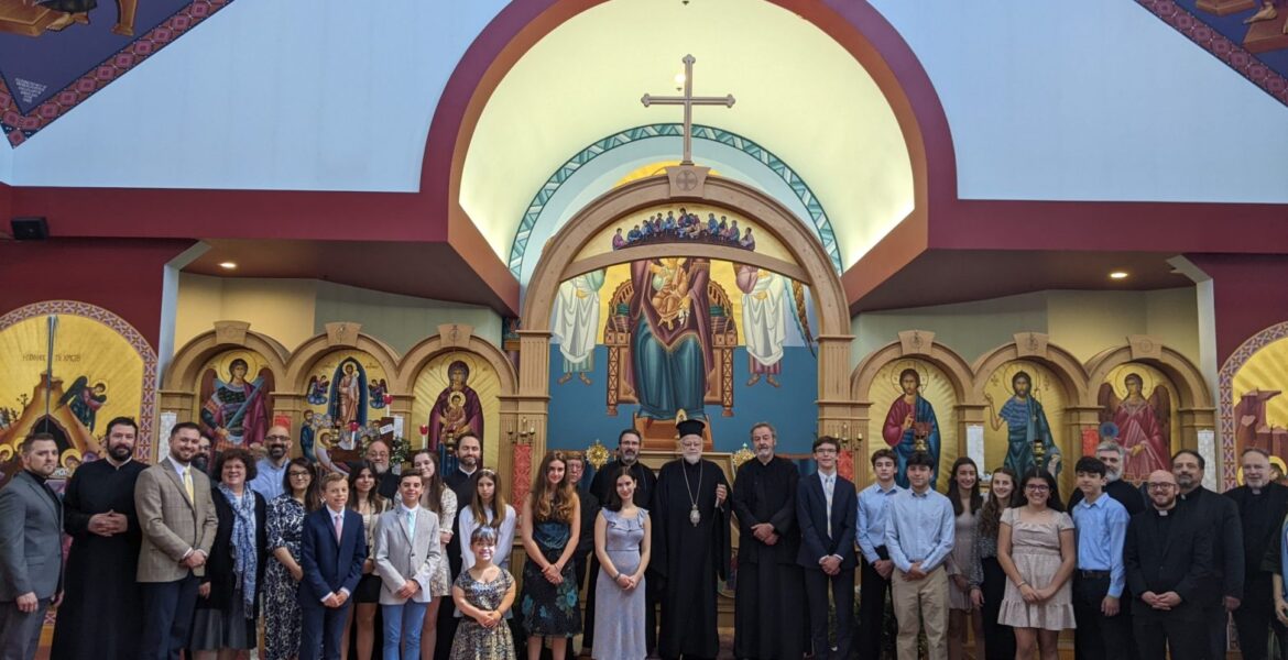 A commemorative photo from the St. John Chrysostom oratorical Festival at the Assumption Greek Orthodox parish in Manchester, NH. (Photo: Metropolis of Boston)