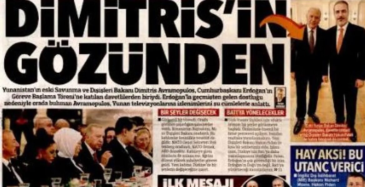 Turkey: Hürriyet comments on Avramopoulos’ impressions of the new Erdogan government