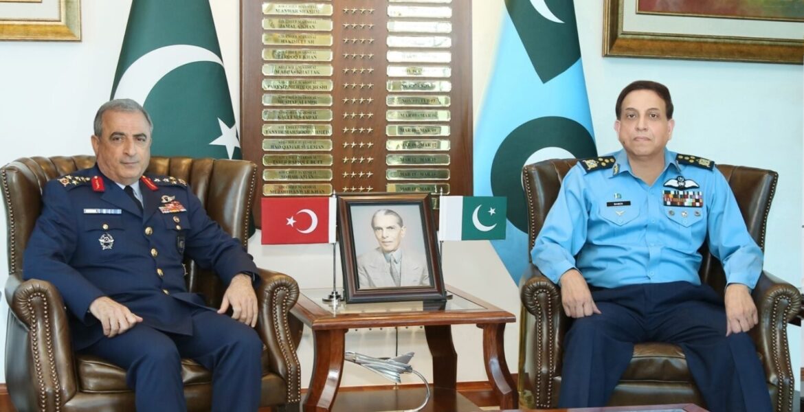 Turkish Air Force Commander Atilla Gülan and Pakistani Chief of the Air Staff Marshal Zaheer Ahmed Baber Sidhu at the Pakistan Air Force Headquaters in Islamabad, Pakistan. 22 June 2023.