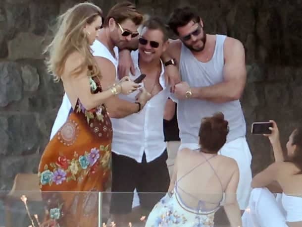 Matt Damon and wife Luciana Barroso enjoy a sweet moment on getaway in Mykonos with Liam and Chris Hemsworth