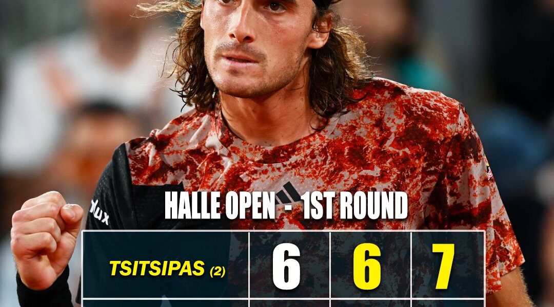 Stefanos Tsitsipas (@stefanostsitsipas98) beat Gregoire Barrere in the 1st Round of the 2023 Halle Open