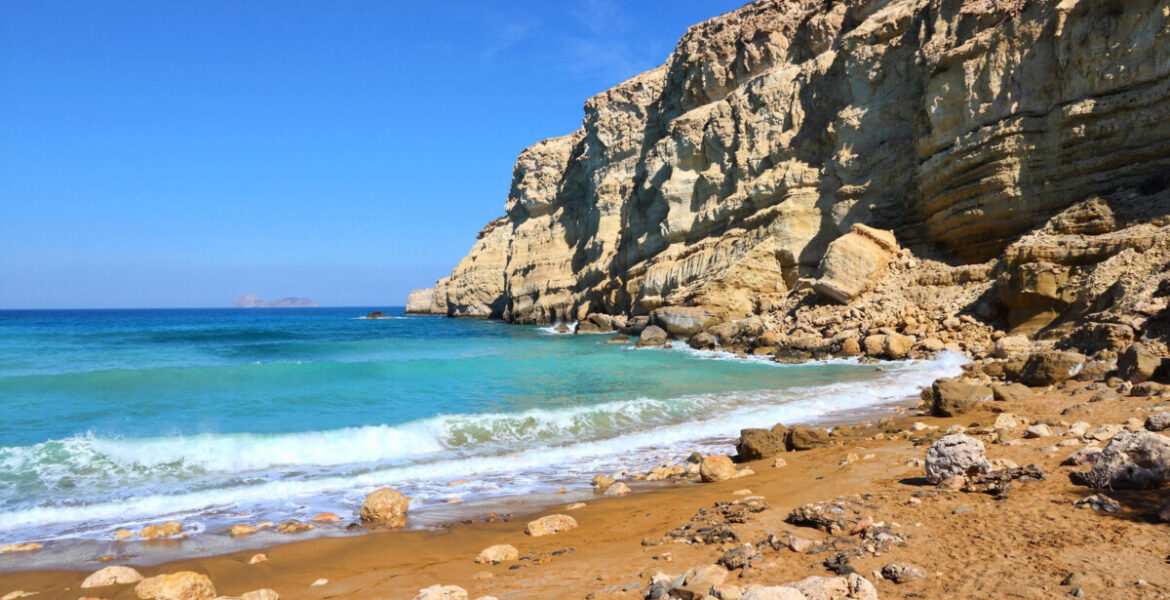 red sand beach crete