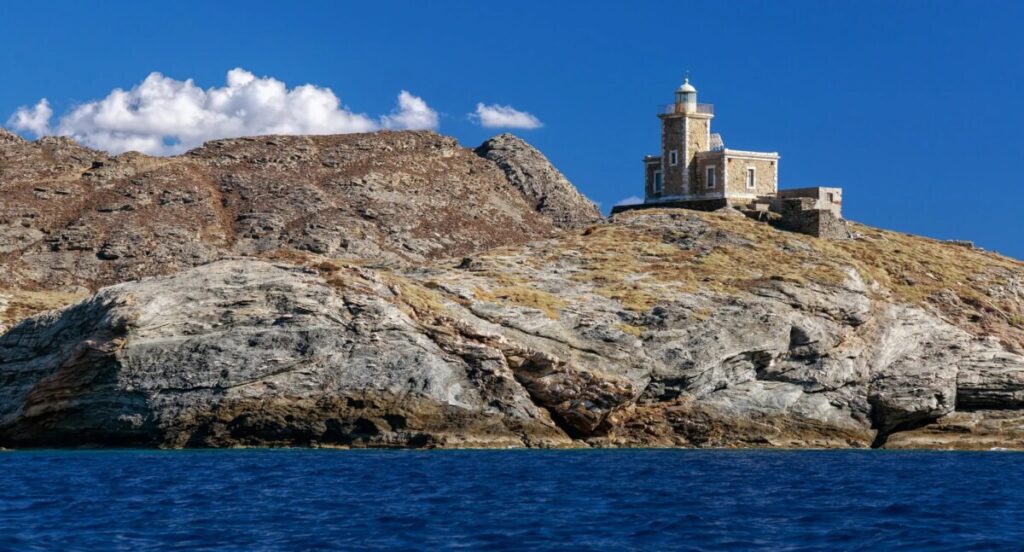Tinos The Lighthouse at Cape Papargyras