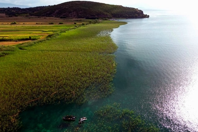 ancient village was discovered submerged in Lake Ohrid (Adnan Beci/AFP)