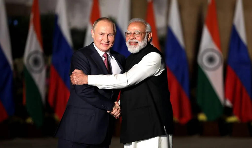Russian President Vladimir Putin and Indian Prime Minister Narendra Modi