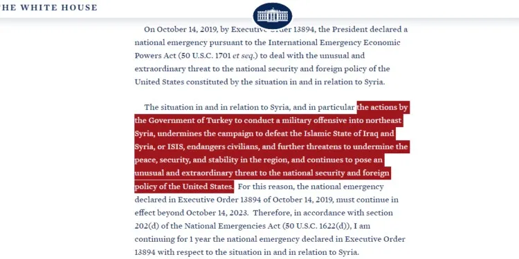 US labels Turkey's actions in Syria as major threat to national security, regional stability