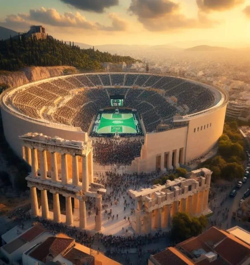 The Panathinaikos stadium combines modern with Ancient Greece