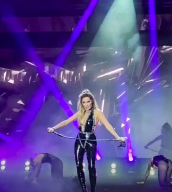Despina Vandi Appears Leather Clad With Whip on Stage at the Cyprus Super Music Awards