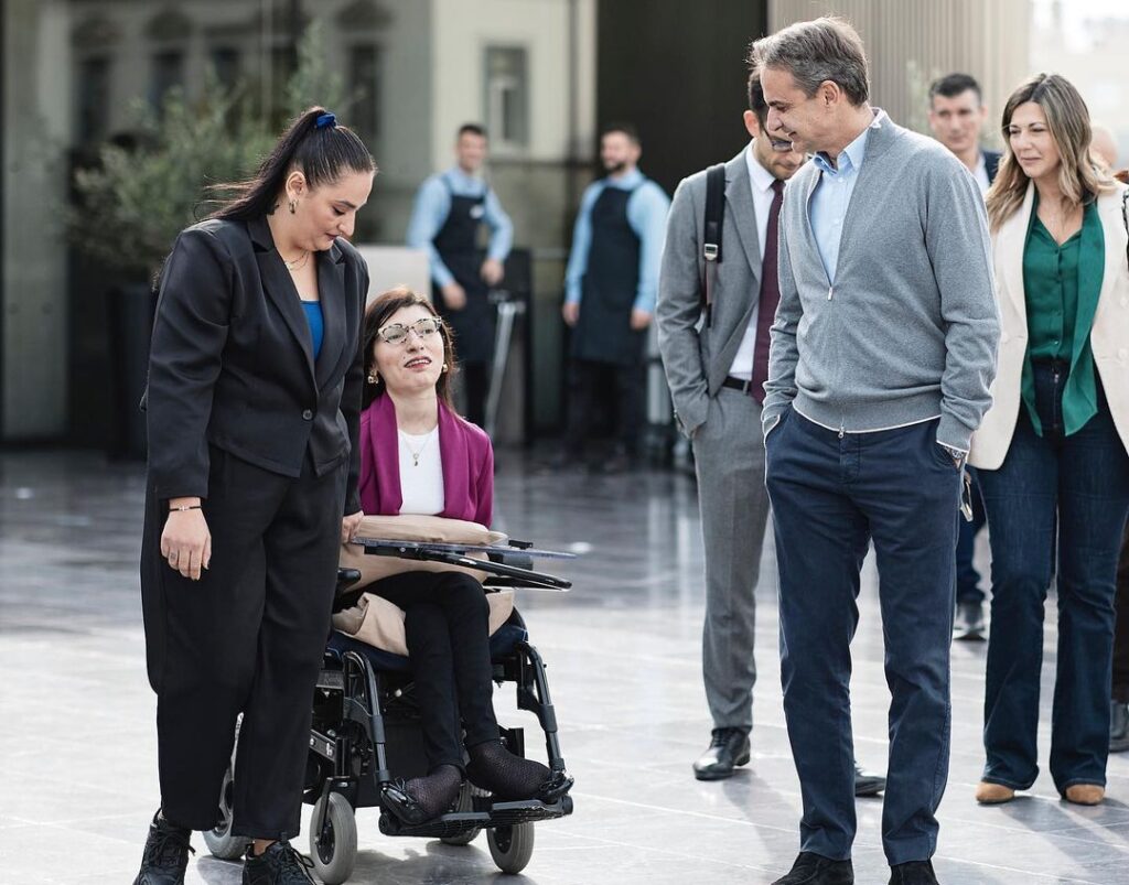 PM Mitsotakis meets with beneficiary of personal assistant pilot program for disabled citizens
