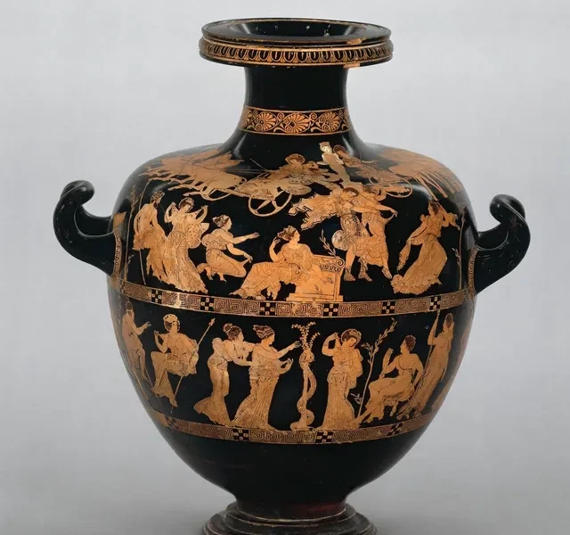 Meidias Hydria, Athenian red-figure hydria (water vase) signed by Meidias, about 420 BC, excavated in Italy © Trustees of the British Museum