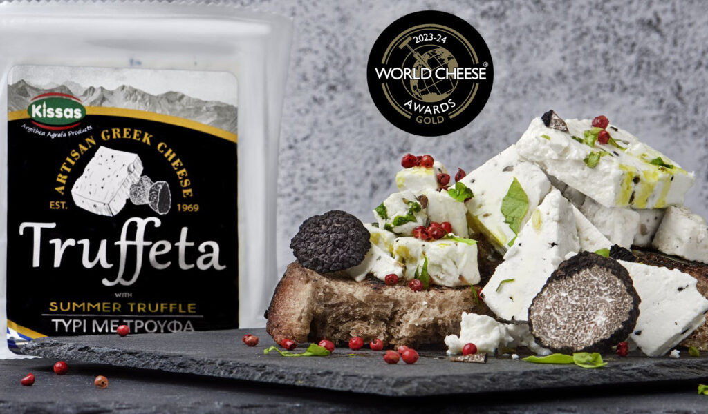 GOLD AWARD FOR KISSAS CHEESE PRODUCTS AT THE WORLD CHEESE AWARDS 2023-24 IN NORWAY – “TRUFFETA” CHEESE WITH TRUFFLE AS THE BEST GREEK CHEESE