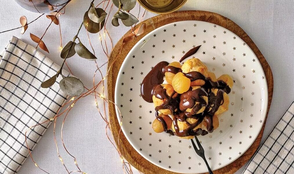 Profiteroles with chestnuts