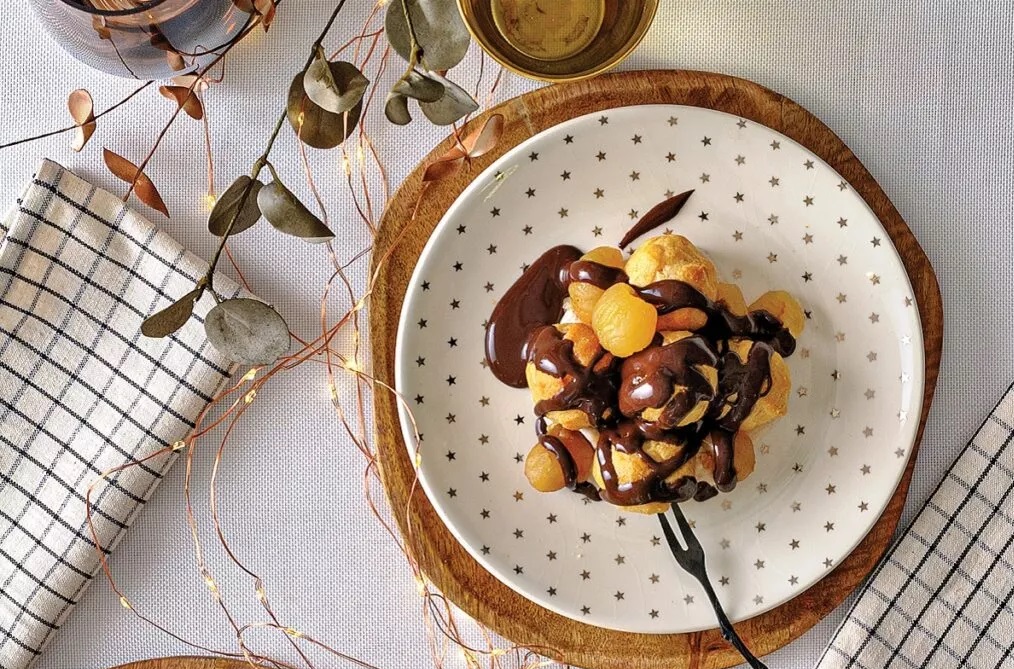 Profiteroles with chestnuts