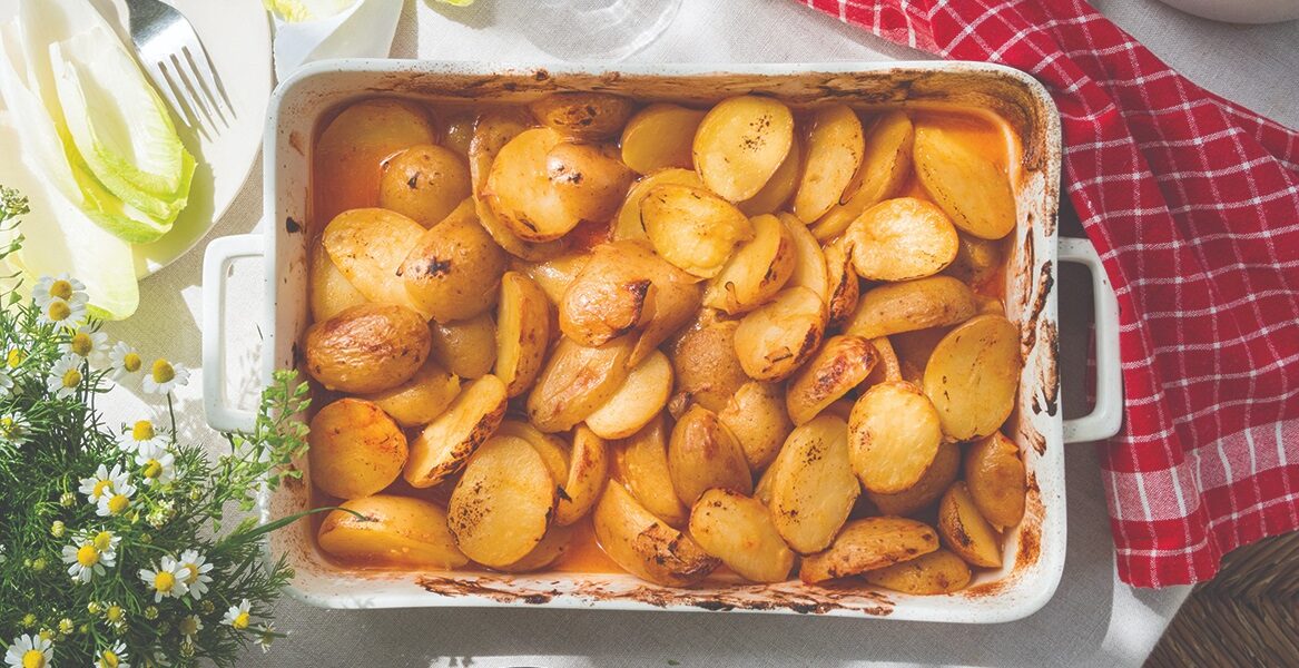 Baby potatoes with mustard in the oven
