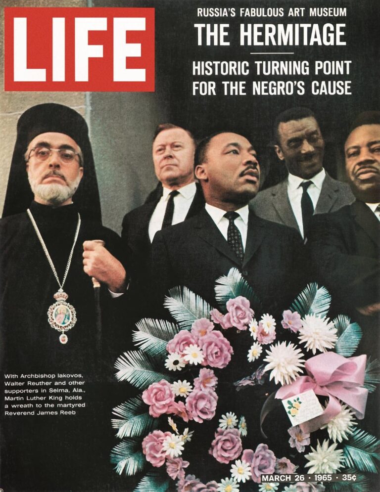 The iconic Life magazine cover of Archbishop Iakovos standing with the Rev. Dr. Martin Luther King. The picture was taken by Peter Christopoulos, then a photographer for the magazine, who persuaded the editors to use this photo on the cover. Now and Archon, he lives in New Jersey where he is a member of St. Demetrios Church in Perth Amboy. © Observer archives