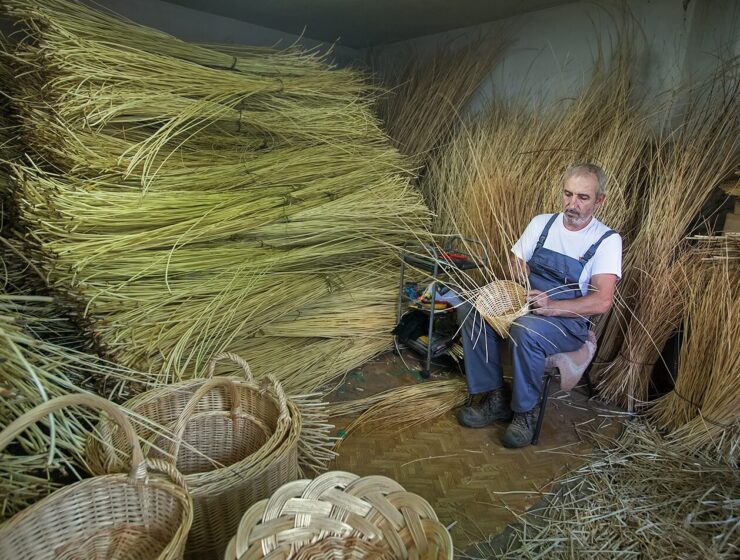 Mr. Thanasis, professional basket weaver in Florina/Photo: Loukas Hapsis