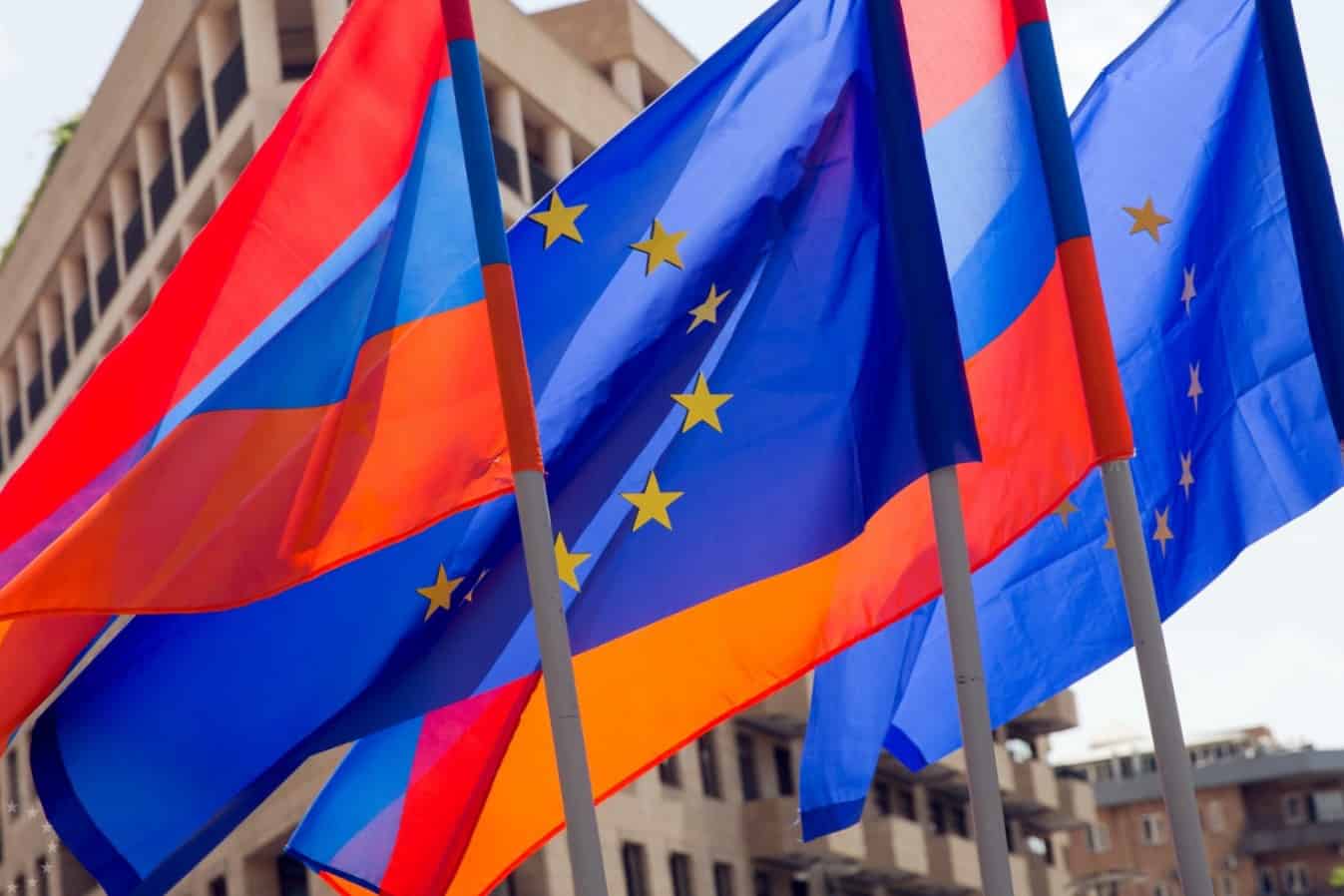 Armenian European EU flags