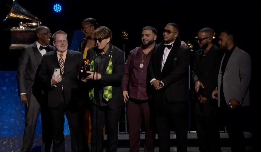 Alexx Antaeus with the Grammy Award for Best Reggae Album