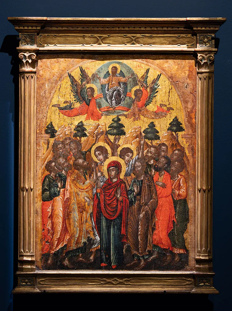 Analepsis, or Ascension; Greece, c.1700; Egg tempera, gold leaf and gesso on wood; Private collection, Sydney; Photo: Mona/Jesse Hunniford.
