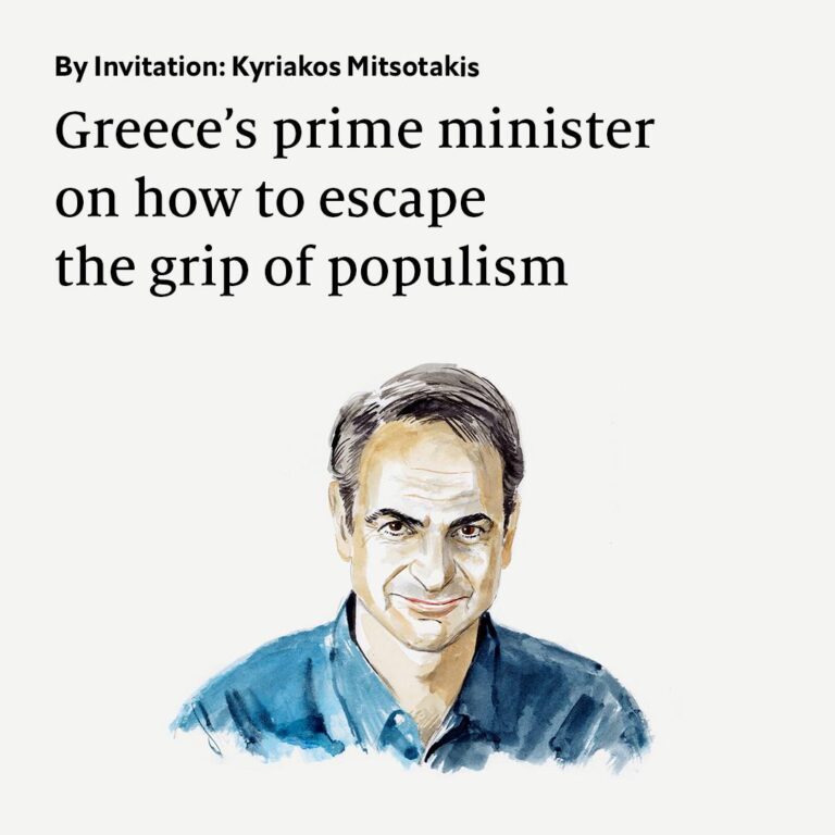 Kyriakos Mitsotakis writes in The Economist about Greek politics and populism