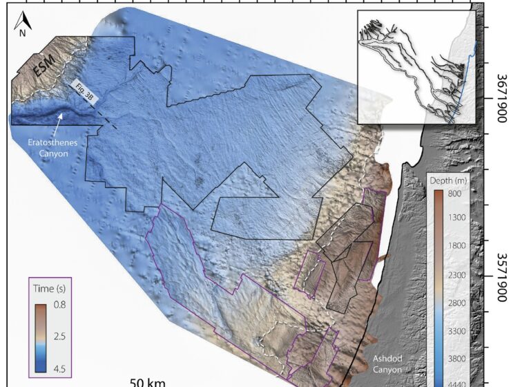 The newly discovered Eratosthenes Canyon sits close to the Eratosthenes seamount in the eastern Mediterranean sea. (Image credit: Geological Survey of Israel)