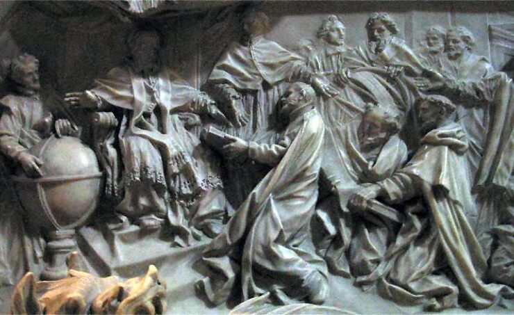 The introduction of the Gregorian calendar, depicted in relief on the tomb of Pope Gregory XIII in St. Peter's Basilica, Vatican City