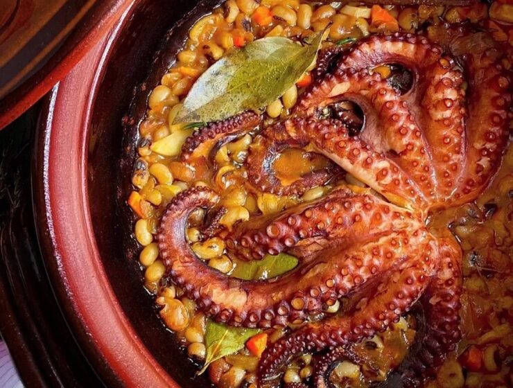 Octopus with black-eyed beans