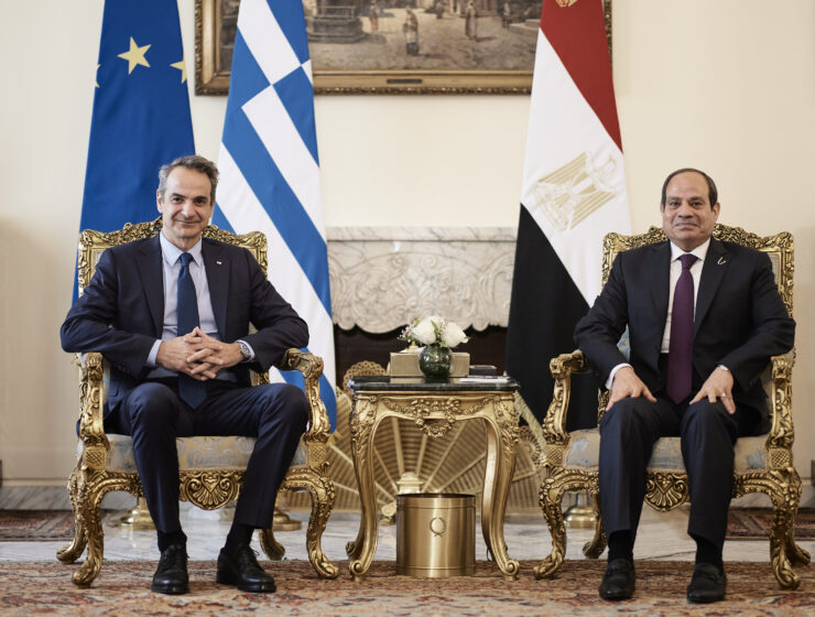 Greek Prime Minister Kyriakos Mitsotakis with Egyptian Prime minister