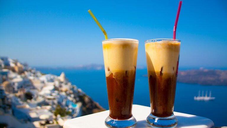 Espresso freddo is a simple Greek coffee that combines espresso and ice. Unlike similar ice coffee varieties that merely serve coffee over ice, this Greek version primarily blends the two ingredients until the coffee is slightly chilled, smooth, and creamy.
