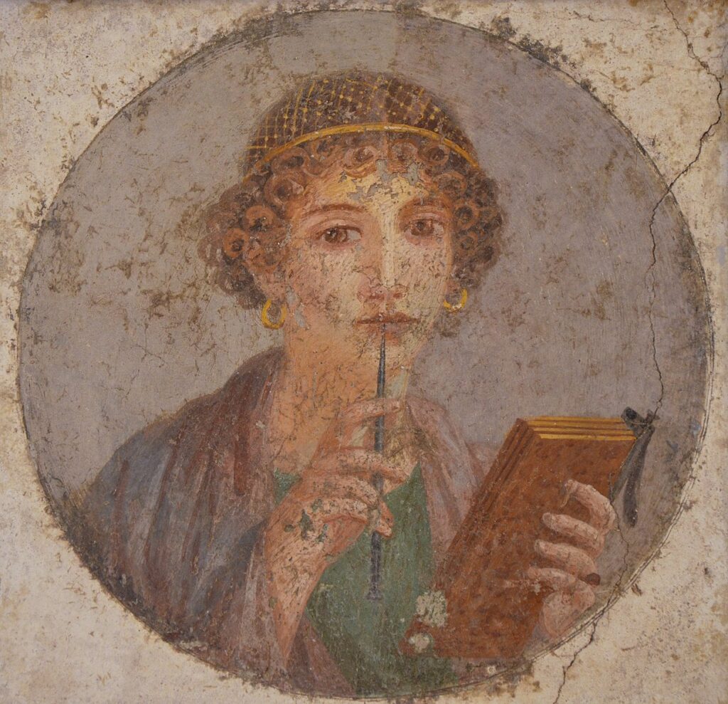 Fresco showing a woman so called Sappho holding writing implements from Pompeii Naples National Archaeological Museum 14842101892