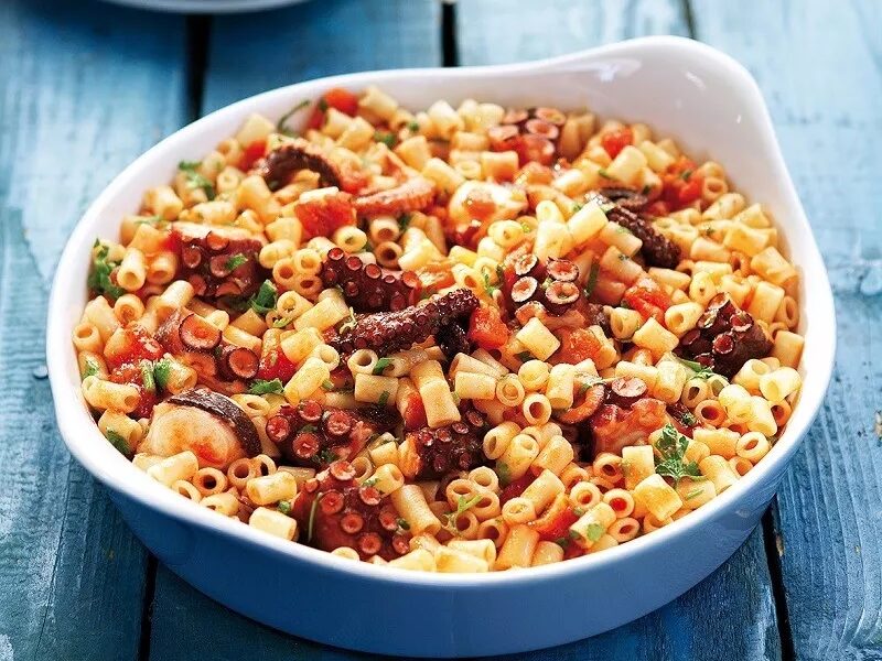 octopus with macaroni fasting