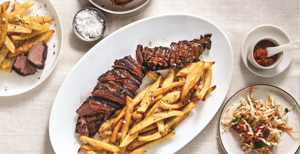 Grilled liver with french fries