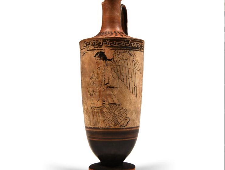 The 6.75-inch (17cm) decorated lekythos, or ancient Greek oil flask, would originally have been used in a bath house or gymnasium when it was crafted in around 450BC