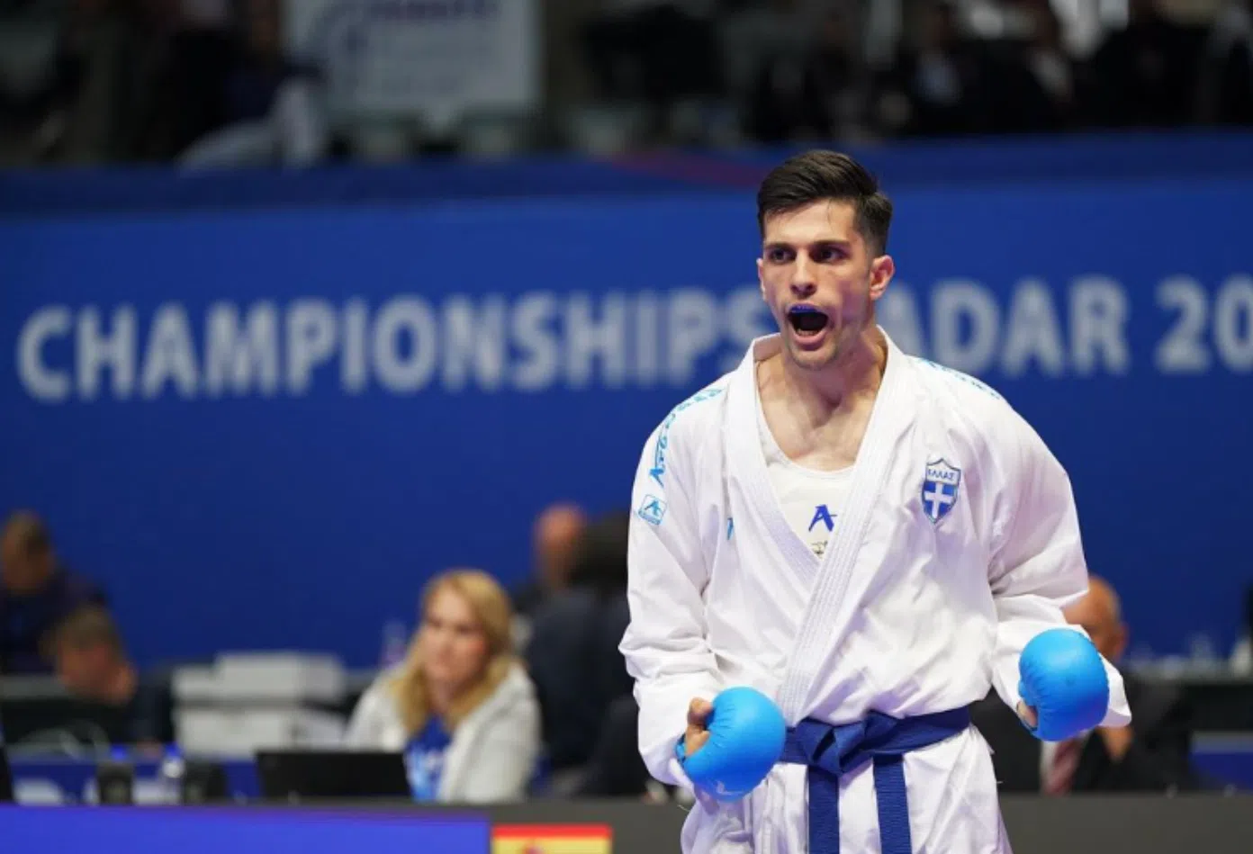 Greek athlete Konstantinos Mastrogiannis wins gold in European karate championships. Credit Konstantinos Mastrogiannis Instagram