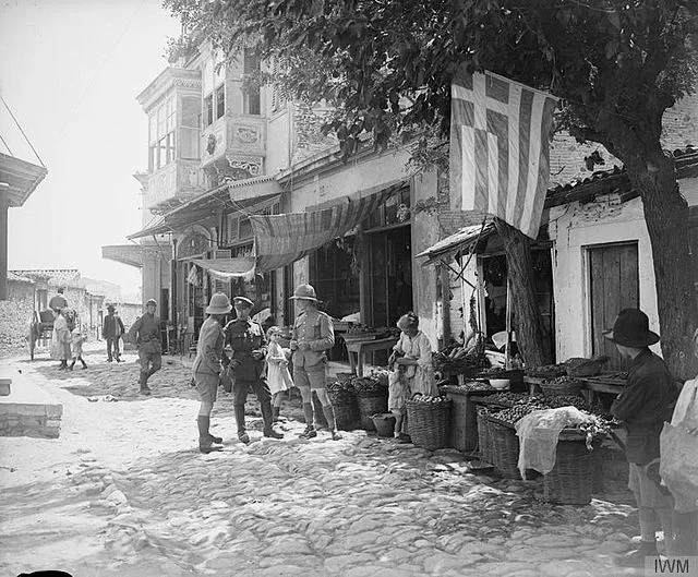Greek flag Turkish quarter of Smyrna, May 1919