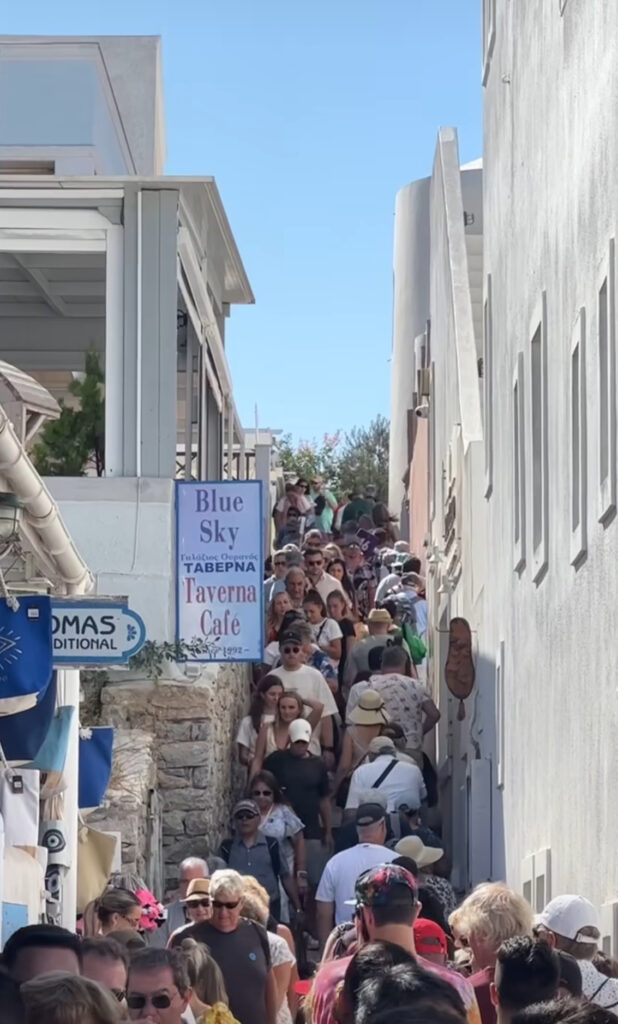 Unprecedented announcement to Santorini Residents: "17,000 came by cruise ships, reduce your travel"