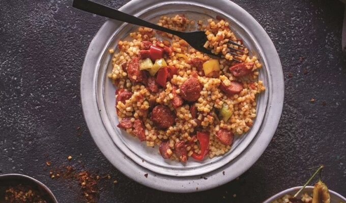 Spetsofai with Thracian couscous