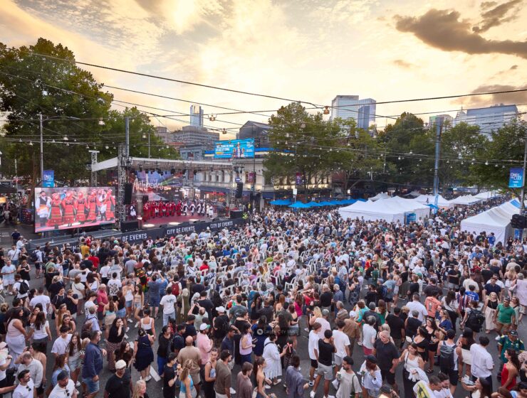 Busy Lonsdale Street during 38th Antipodes Festival 2026