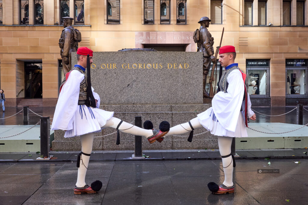 the Greek Presidential Guard, known as the Evzones, graced Sydney, Australia, with their presence, commemorating the deep historical ties between Greece and Australia.