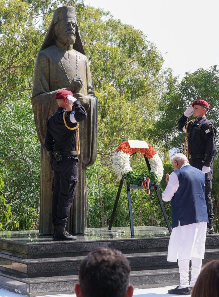 Modi also paid homage to Archbishop Makarios III