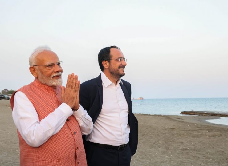 Indian Prime Minister Narendra Modi arrived in Cyprus for a two-day visit, marking a historic step in India-Cyprus relations. Welcomed by President Nikos Christodoulides, Modi attended a business roundtable and will sign a Joint Declaration on Partnership to enhance cooperation in energy, defense, and digital innovation. The leaders launched the India-Cyprus-Greece Business Council, aiming to boost trade and investment, with Cyprus serving as India’s gateway to the EU.