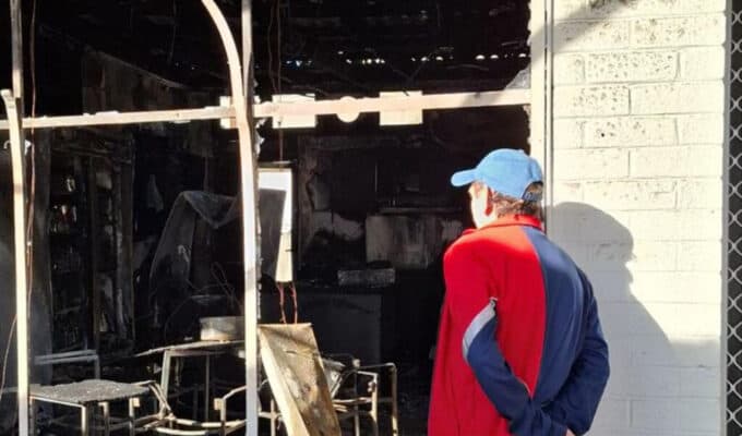 The Senior Citizen Greek Cafe in Adelaide northwestern suburbs was severely damaged after a blaze ripped through the Woodville Park