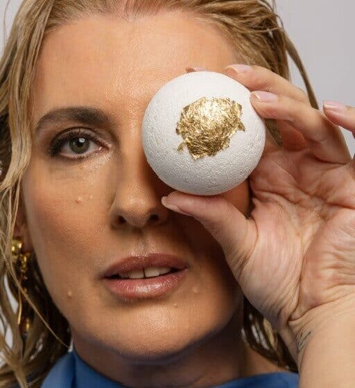 Katrina the Light Worker holding her Bath Bomb