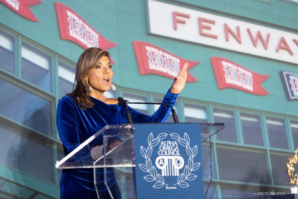 Event emcee & master of ceremonies Maria Stephanos at Alpha Omega Council 2025 Honors Gala