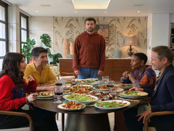 Malice on Prime Video poster with Jack Whitehall and Paros sea views