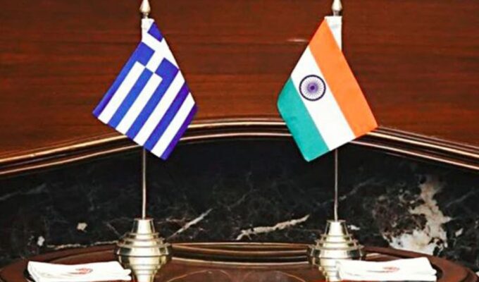 Greece India Greek Indian flags