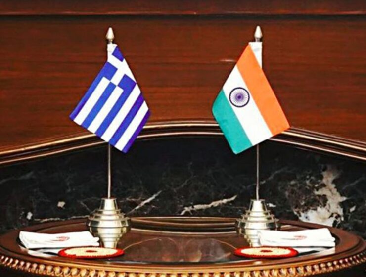 Greece India Greek Indian flags