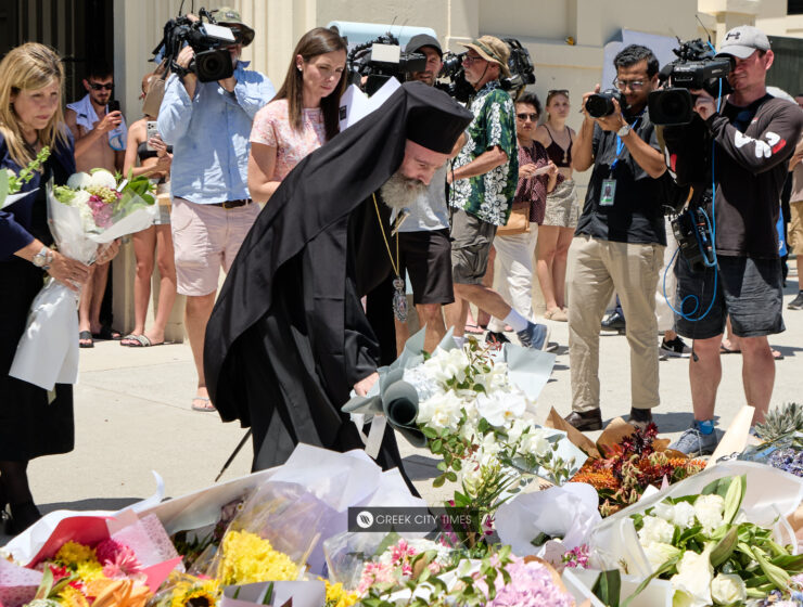 Archbishop Makarios at Bondi Pavilion memorial for Hanukkah terror attack victims