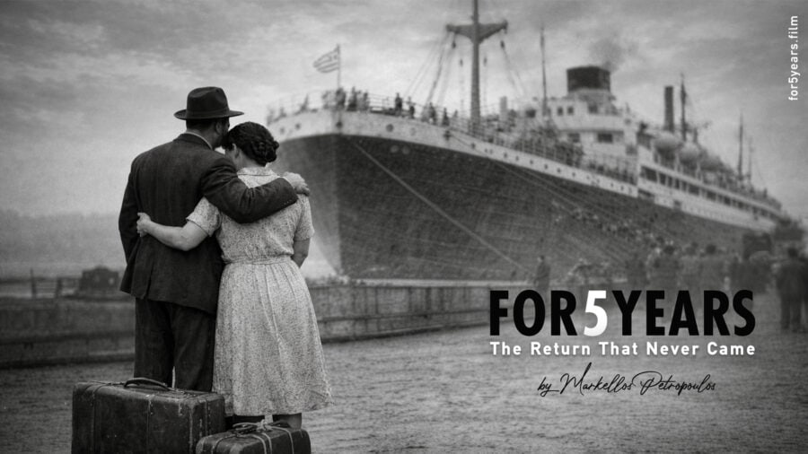 "Greek Cypriot migration Australia: Migrants aboard ship like Patris in 'FOR 5 YEARS – The Return That Never Came' documentary archival photo"